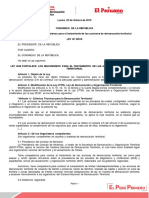 Modificación de La Ley 27795, Ley de Demarcación y Organización Territorial ... Mencionados en Una Ley de Naturaleza Demarcatoria.