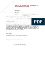 Modelo de Escrito Del Actor Civil Solicitando La Recomposición de Acto Procesal Faltante