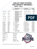 2011 Junior Varsity Schedule