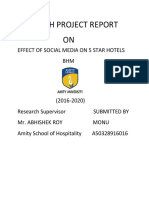 Research Project Report ON: Effect of Social Media On 5 Star Hotels BHM