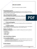 Lab # 01 Introduction To Assembly and Assemble: Programming Languages