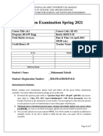 Mid Term Examination Spring 2021: Dr. Shahbaz Ahmed