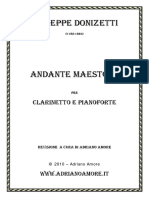 Giuseppe Donizetti Andante Maestoso For Clarinet and Piano