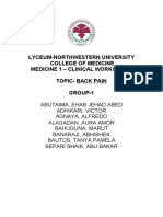 Lyceum-Northwestern University College of Medicine Medicine 1 - Clinical Workshop 1 Topic-Back Pain Group-1