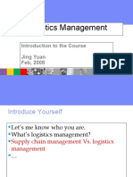 Logistics Management: Introduction To The Course Jing Yuan Feb, 2008