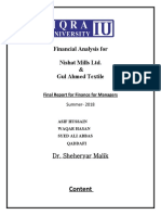 Financial Analysis For Nishat Mills Ltd. & Gul Ahmed Textile