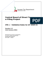 Central Board of Direct Taxes, E-Filing Project: ITR 1 - Validation Rules For AY 2020-21