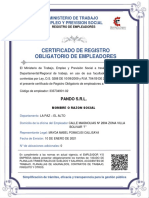 Certificado de Inscripcion Ministerio de Trabajo y Prevision Social