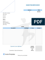 Dance Teacher Invoice Template