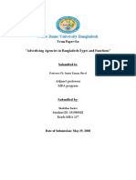 Notre Dame University Bangladesh: Term Paper On "Advertising Agencies in Bangladesh-Types and Functions"