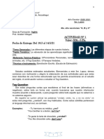 Actividades #1. - 4to. Año. - 3er. Lapso