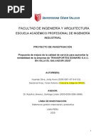 Propuesta de Mejora de La Calidad de Servicio para Aumentar La Rentabilidad de La Empresa de Transportes Edward S.A.C en Villa El Salvador 2020.