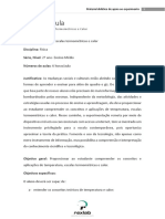 Plano de Aula. Temperatura, Escalas Termométricas e Calor - Plano de Aula