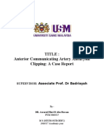 Title: Anterior Communicating Artery Aneurysm Clipping: A Case Report