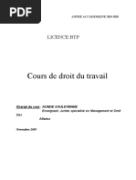 Cours Droit Du Travail Licence BTP