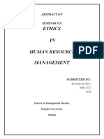 Ethics IN Human Resource Management: Abstract of Seminar On