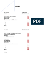 Divorce Budget Worksheet