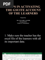 Steps in Activating The Gsuite Account of The Learners