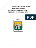 Sistema Institucional de Evaluación de Estudiantes-Siee Institución Educativa Centro Formativo de Antioquia Cefa