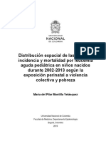 Distribución Espacial de Las Tasas de Incidencia y Mortalidad Por Leucemia Aguda Pediatria, Segun Exposion de Violencia y Pobreza en Colombia