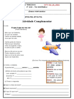 Atividade Complementar 1º Bimestre 3º Ano