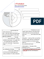 Earth's Structure Worksheet: Use Information From The Following Website: To Color in The Earth and Label