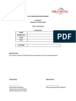 Civil Engineering Department DCC40163 Theory of Structures TEST 1 (20 Marks) 30 Minutes Name Matrix No. Class Date