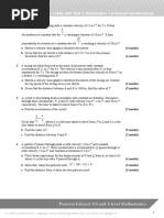 Mechanics Year 1 (AS) Unit Test 7: Kinematics 1 (Constant Acceleration)