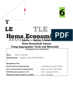 T LE Home Economics: Sews Household Linens Using Appropriate Tools and Materials