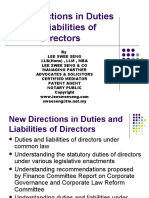 New Directions in Duties and Liabilities of Directors