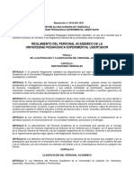 Reglamento Del Personal Académico de La Universidad Pedagógica Experimental Libertador