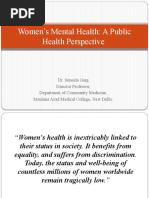 Public Health Perspective of Women's Mental Health