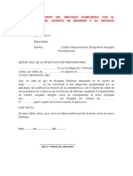 Modelo 97. - Escrito Del Imputado Cumpliendo Con El Requerimiento Del Juzgado de Designar A Su Abogado Reemplazante