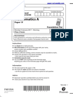 Mathematics A: Paper 1F Foundation Tier