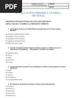 Evaluación Primera Guerra Mundial