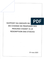 Rapport Du Groupe de Travail en Charge de Proposer Des Mesures Visant À La Résorption Des Stocks