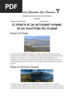 El Impacto de Las Actividades Humanas en Los Ecosistemas Del Ecuador