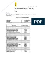 Certificado de Calidad Precor - Agosto A Octubre 2020