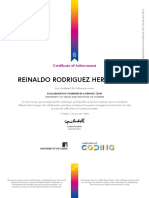 Reinaldo Rodriguez Hernandez: Certificate of Achievement