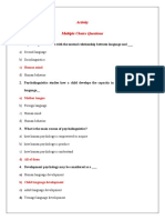 Activity Multiple Choice Questions: A) Second Language B) Sociolinguistics