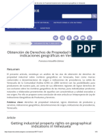 Obtención de Derechos de Propiedad Industrial Sobre Indicaciones Geográficas en Venezuela