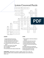 Skeletal System Crossword Puzzle: Reduced