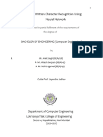 Hand Written Character Recognition Using Neural Network: BACHELOR OF ENGINEERING (Computer Engineering)