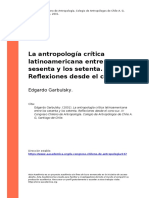 La Antropología Latinoamericana Años 60s y 70s. E Garbulsky.