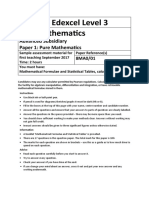 Pearson Edexcel Level 3 GCE Mathematics: Advanced Subsidiary Paper 1: Pure Mathematics