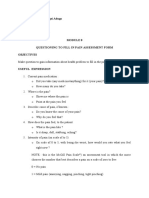 Nama: Stevany Ayuningsi Aduga Nim: 150600 Kelas: Keperawatan B Questioning To Fill in Pain Assessment Form Objectives