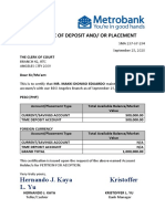 Certificate of Deposit (Metrobank)