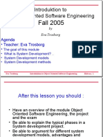 Introduktion To Object Oriented Software Engineering: Fall 2005