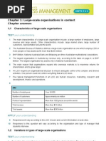 Chapter 1: Large-Scale Organisations in Context Chapter Answers 1.1 Characteristics of Large-Scale Organisations