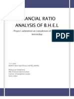 Financial Ratio Analysis of B.H.E.L: Project Submitted On Completion of Summer Internship